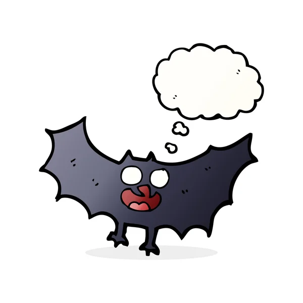 Morcego de desenho animado com bolha de pensamento — Vetor de Stock