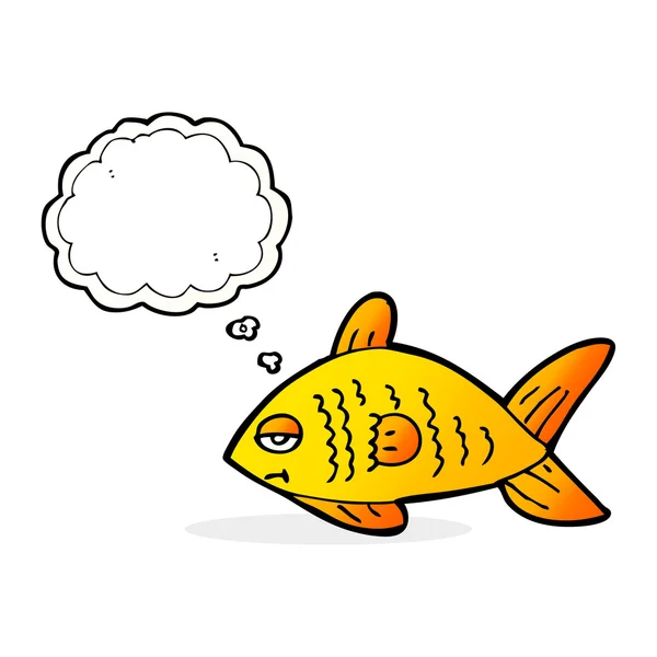 Dibujos animados peces divertidos con burbuja de pensamiento — Vector de stock