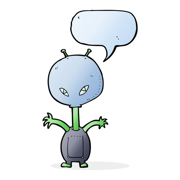 Cartoon space alien with speech bubble — Stock Vector