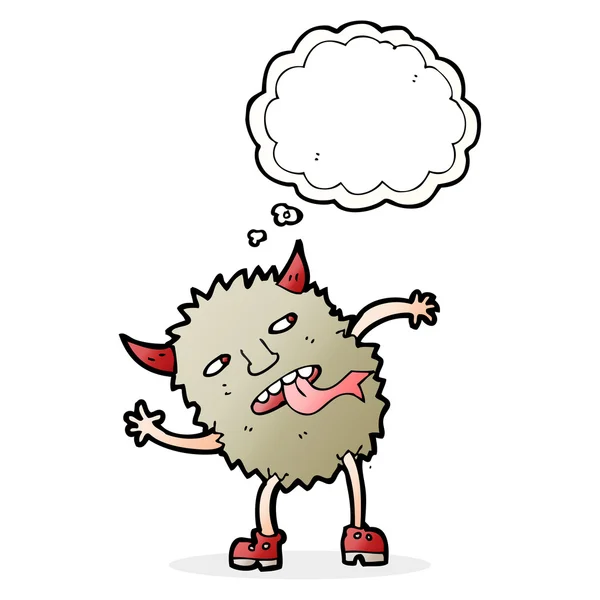 Grappig cartoon monster met gedachte zeepbel — Stockvector