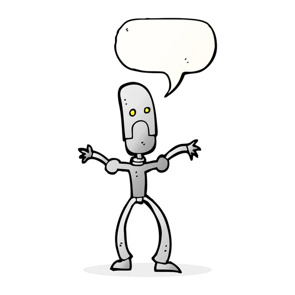 Cartoon funny robot with speech bubble — Stock Vector