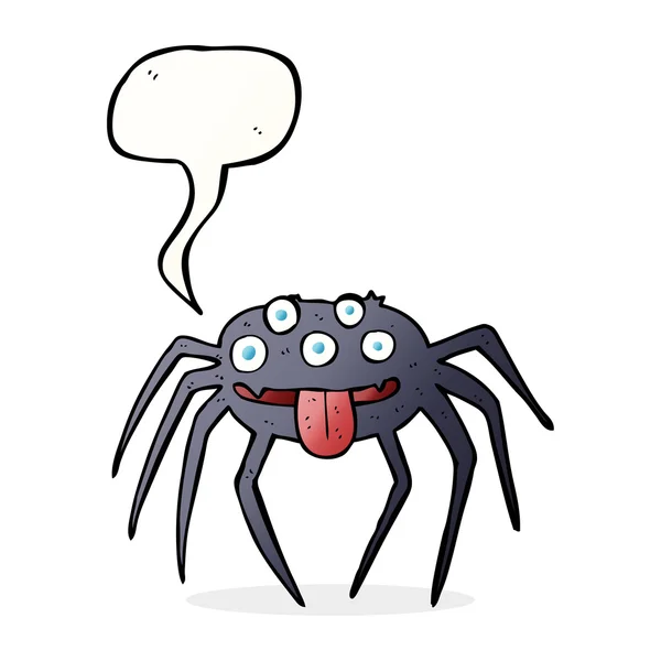 Dibujos animados bruta araña de halloween con burbuja del habla — Archivo Imágenes Vectoriales
