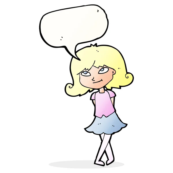 Cartoon cleveres Mädchen mit Sprechblase — Stockvektor