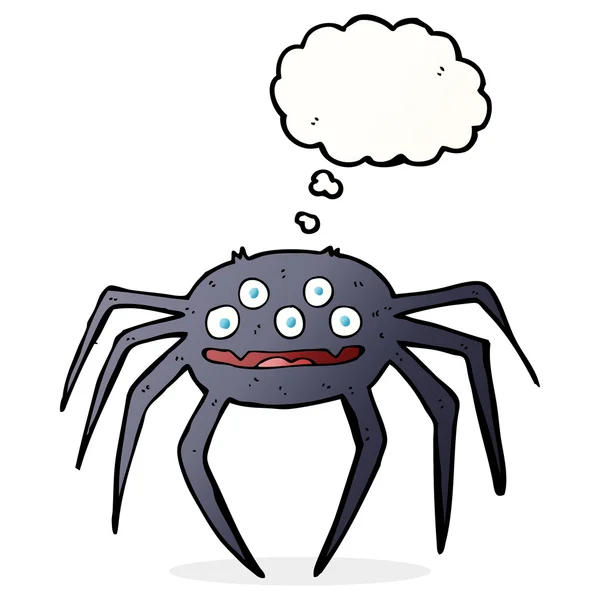 Dibujos animados de Halloween araña con burbuja de pensamiento — Archivo Imágenes Vectoriales