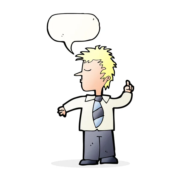 Cartoon man making his point with speech bubble — Stock Vector