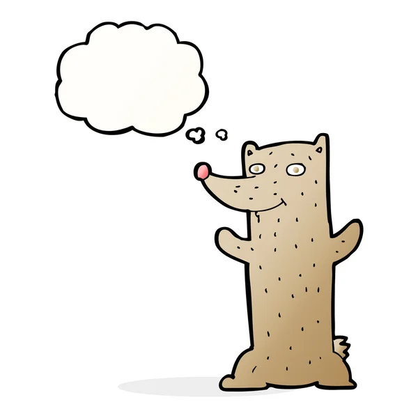 Urso de desenho animado engraçado com bolha de pensamento — Vetor de Stock