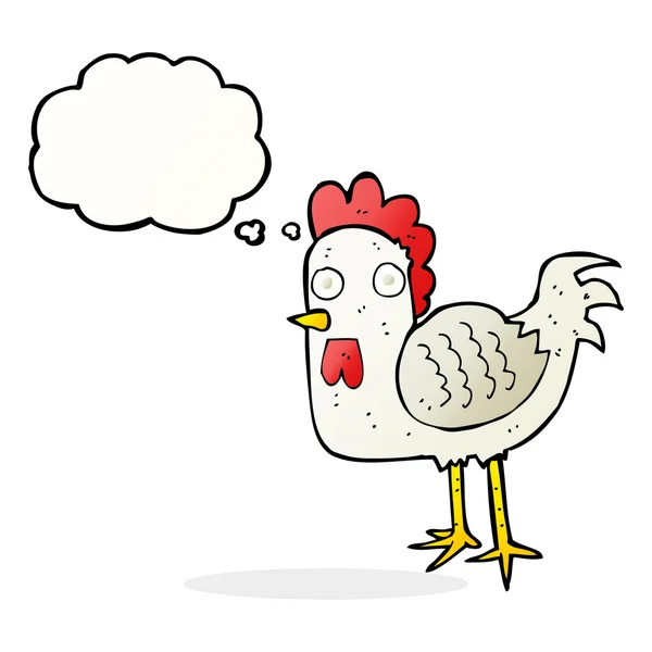 Pollo de dibujos animados con burbuja de pensamiento — Vector de stock