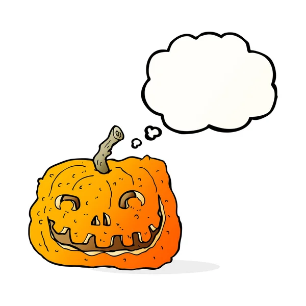 Calabaza de dibujos animados con burbuja de pensamiento — Vector de stock