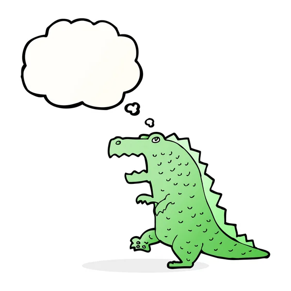 Cartoon dinosaur with thought bubble — Stock Vector