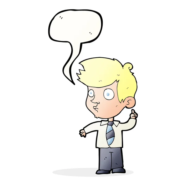 Menino dos desenhos animados fazendo pergunta com bolha de fala —  Vetores de Stock