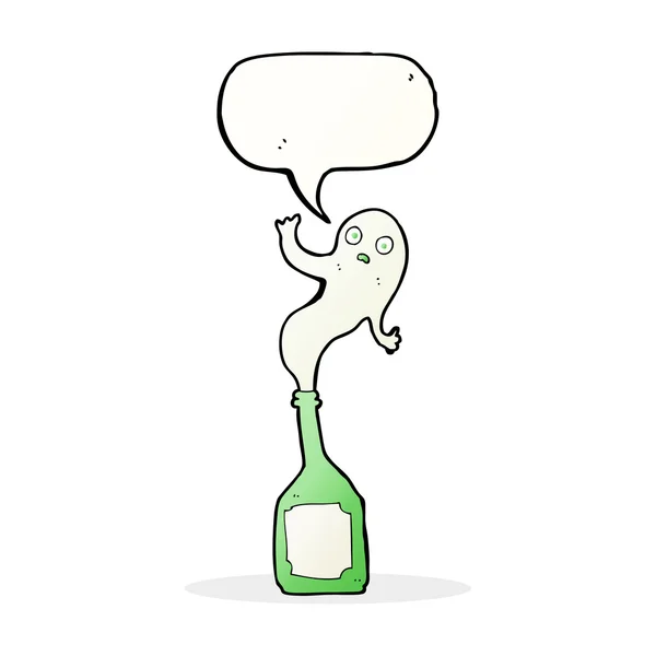 Fantôme de dessin animé en bouteille avec bulle de parole — Image vectorielle