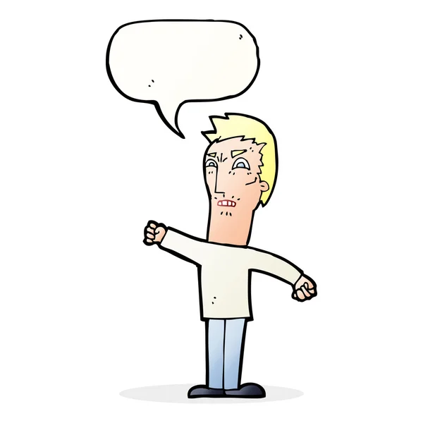 Cartoon annoyed man with speech bubble — Stock Vector