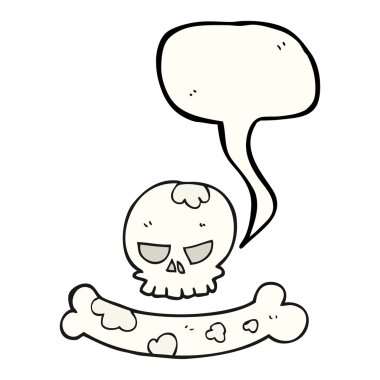 konuşma kabarcık karikatür kafatası ve kemik sembolü