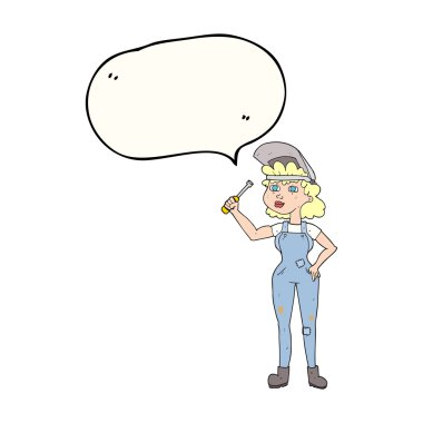 konuşma kabarcık karikatür kadın makinist