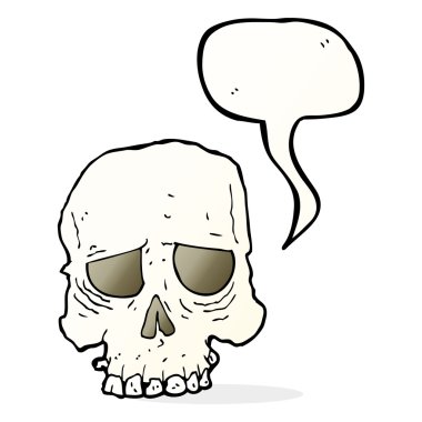 Konuşma baloncuklu garip kafatası