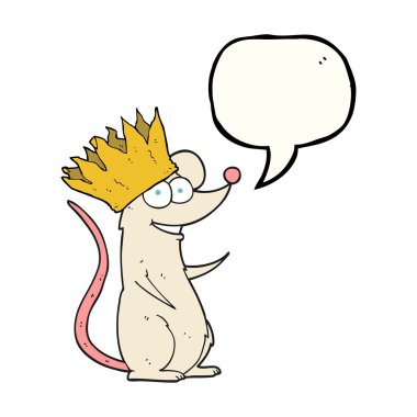 taç giyen konuşma kabarcık karikatür fare