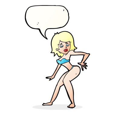 çizgi film kadın bikini ile konuşma balonu