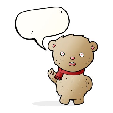 karikatür ayıcığı konuşma baloncuklu eşarp giyiyor