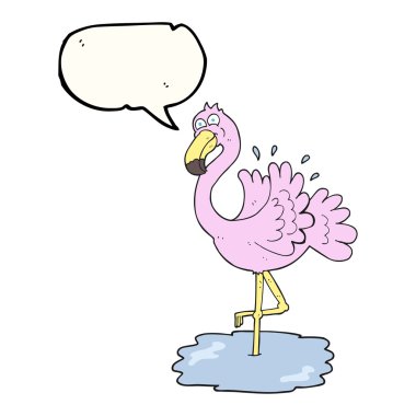 konuşma kabarcık karikatür flamingo
