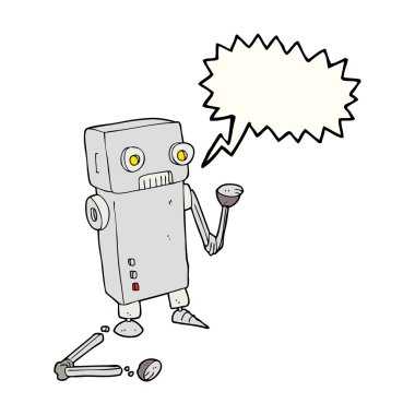 konuşma kabarcık karikatür kırık robot