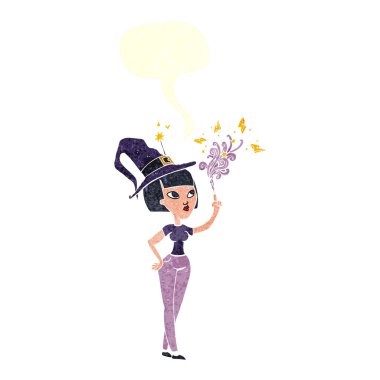 freehand retro karikatür cadı döküm 