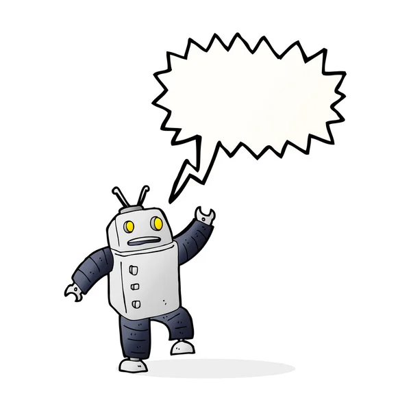 Robot de dibujos animados con burbuja de habla — Vector de stock