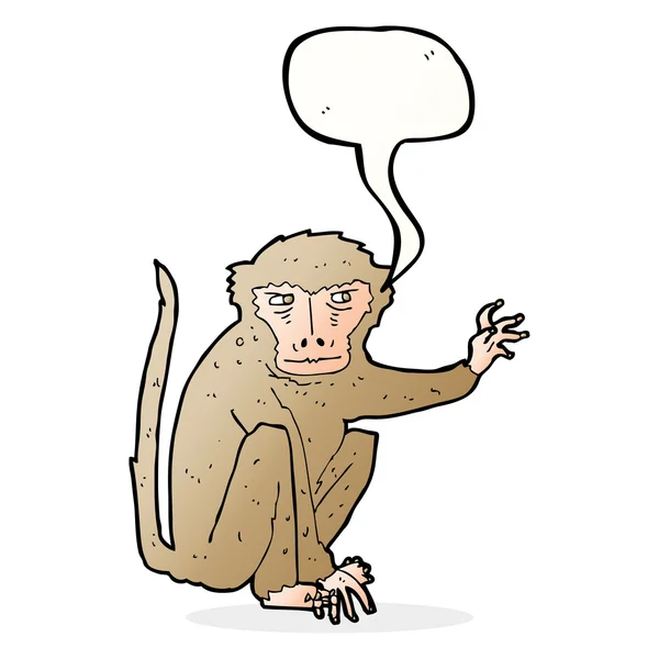 Scimmia cattiva cartone animato con bolla discorso — Vettoriale Stock