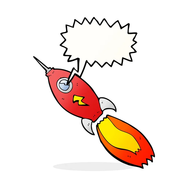 Cartoon rocket with speech bubble — Stock Vector