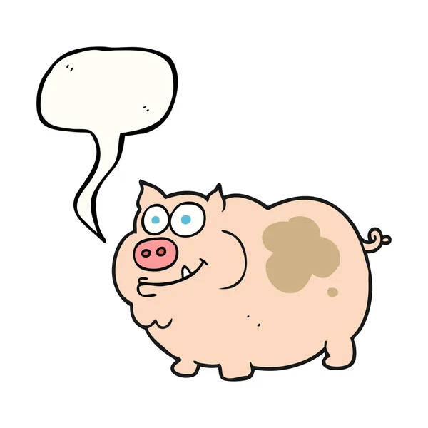 Discours bulle dessin animé cochon — Image vectorielle