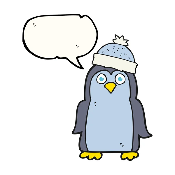 Πιγκουίνος γελοιογραφία φούσκα ομιλία — Διανυσματικό Αρχείο