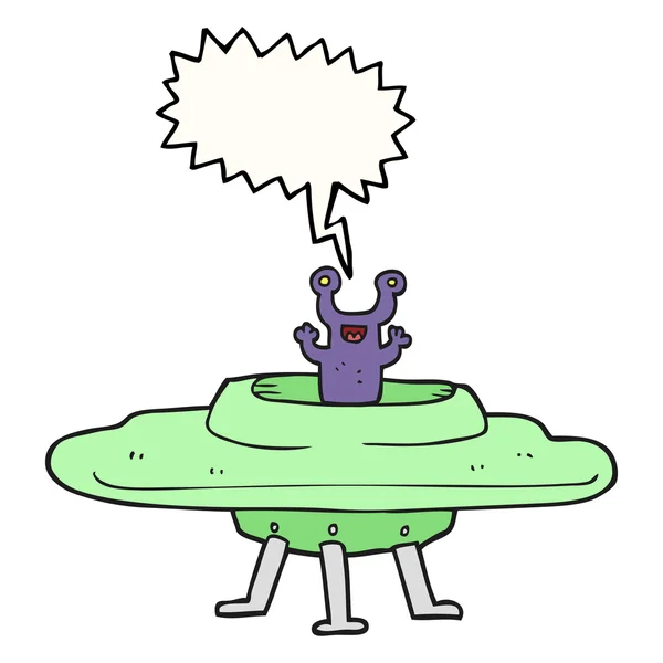 Speech bubble cartoon flying saucer — Stock Vector