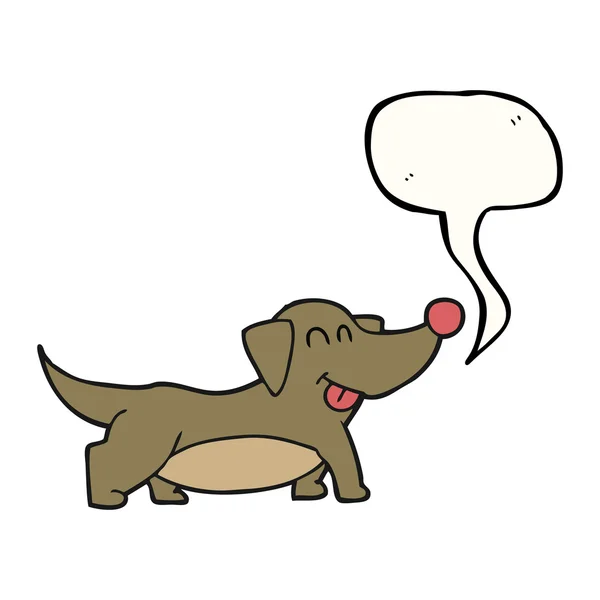 Speech bubble cartoon happy little dog — Stock Vector