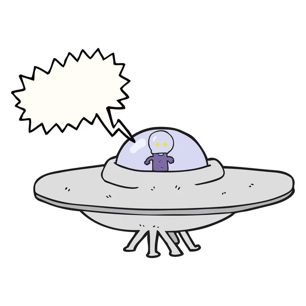 Parole bulle dessin animé alien soucoupe volante — Image vectorielle