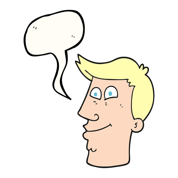 Fala bolha desenho animado rosto masculino — Vetor de Stock