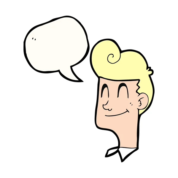 Beszéd buborék rajzfilm mosolygó ember — Stock Vector