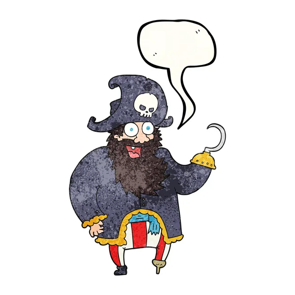 Sprechblase texturierte Karikatur Piraten Kapitän — Stockvektor