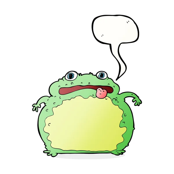 Cartoon funny frog with speech bubble — Stock Vector