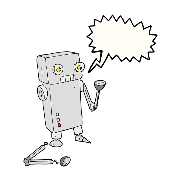 Mowy Bańka kreskówka zepsuty robot — Wektor stockowy