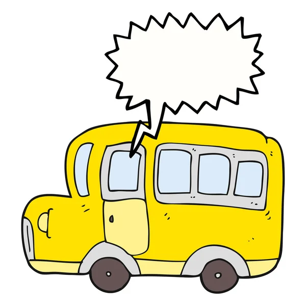 Tal bubbla cartoon gul skolbuss — Stock vektor