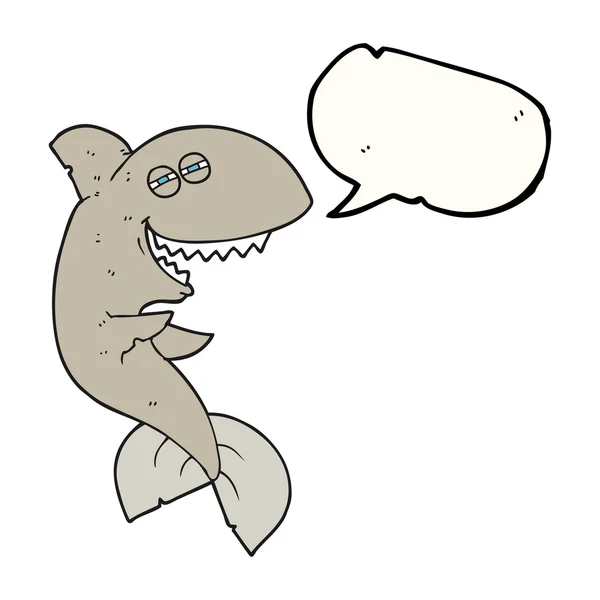 Bublinu karikatura smějící se žralok — Stockový vektor