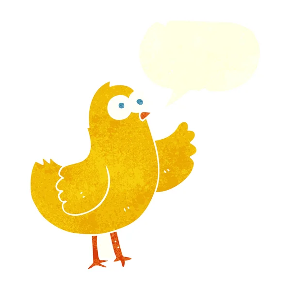 Oiseau de dessin animé rétro à main levée — Image vectorielle