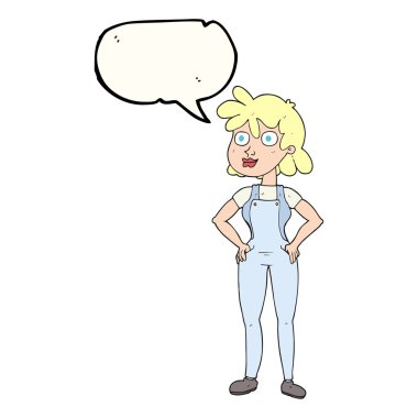 konuşma kabarcık karikatür çiftçi kız