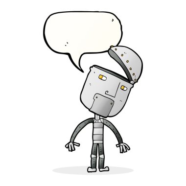 Konuşma baloncuklu çizgi film robotu