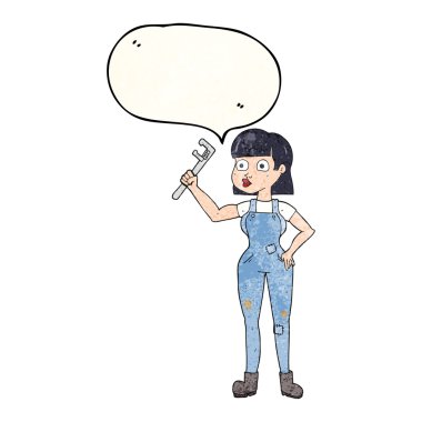 konuşma balonu dokulu karikatür kadın tesisatçı