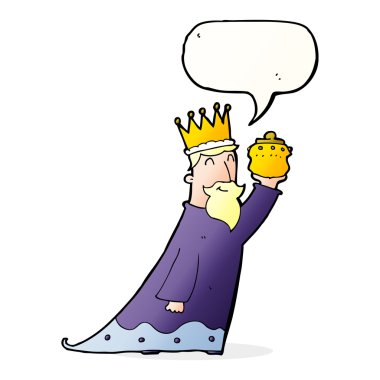 Konuşma balonu olan üç bilge adamdan biri.