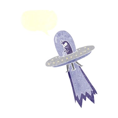 FreeHand retro karikatür uçan daire