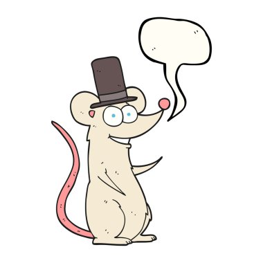 konuşma kabarcık karikatür fare silindir şapka