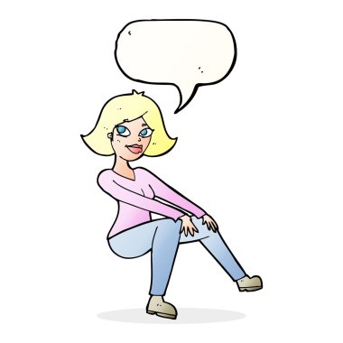 konuşma balonu ile oturup çizgi film happywoman