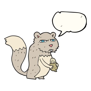 konuşma kabarcık karikatür kızgın sincap fındık ile