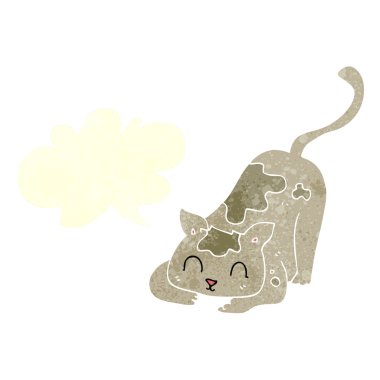 freehand retro karikatür kedi oynuyor